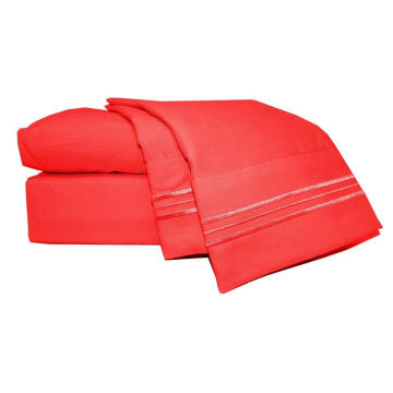 Natural Quality 1800Thread Count Fitted Sheets Soft Cool Queen SizeTence red color Bed Sheets Set